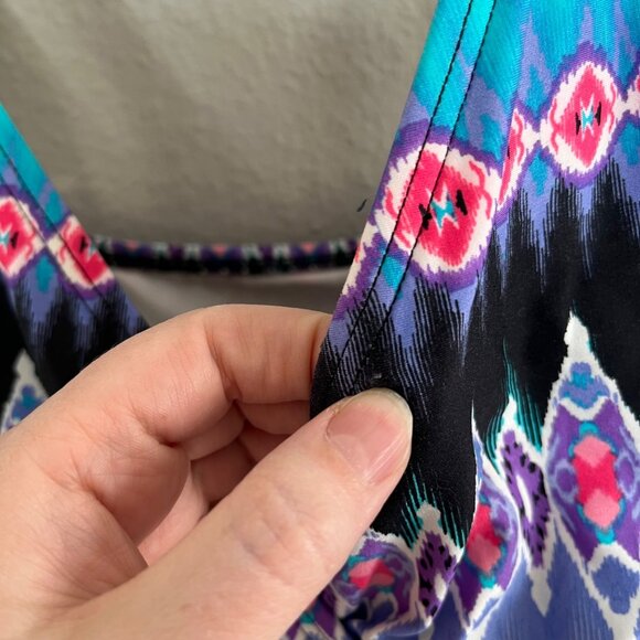 La Blanca Womens 22 Blue Purple Geometric One Piece Swim Suit Dress - Picture 10 of 13